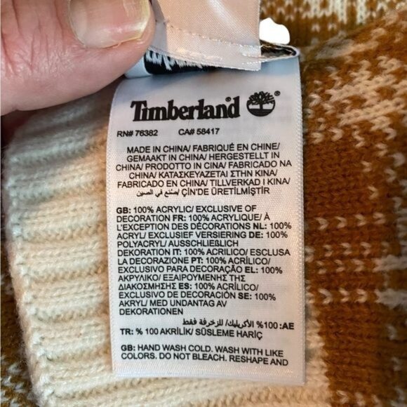 Timberland Women’s Chunky Knit Birdseye Scarf Plaid Checkered Cabincore … - Picture 7 of 9